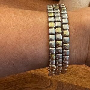 David Yurman Rare chiclet Two-Tone 18k Gold and Silver bangles excellent shape